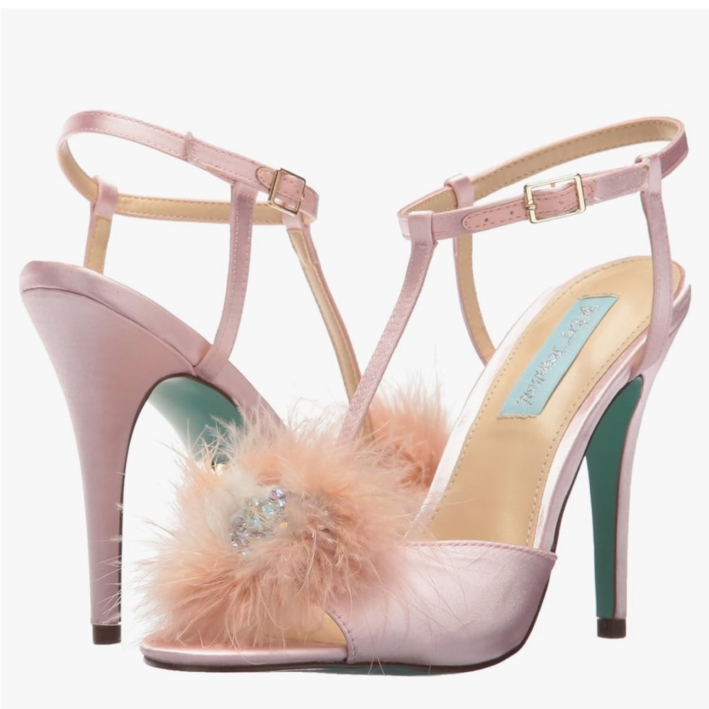 New Blue by Betsey Johnson Kay Pink Furry Heeled Sandal
